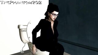 Animation of girls pooping together and laughing