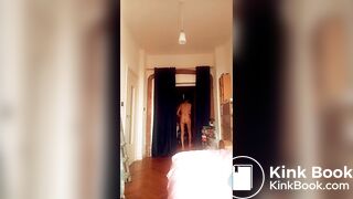 naked and crossdressing in bedroom