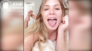 Girl's sexy long tongue 7