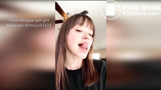 Girl's sexy long tongue 8