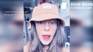 Girl's sexy long tongue 8