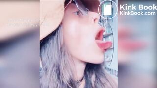 Girl's sexy long tongue 8