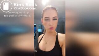 Girl's sexy long tongue 9