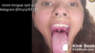 Girl's sexy long tongue 10