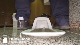 Japanese Guy Squat Toilet Pooping and Wiping