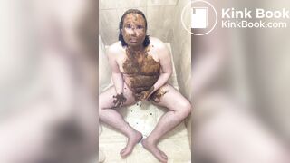 Gay scat pig full body smear and shitwank