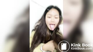 Girl's sexy long tongue 11