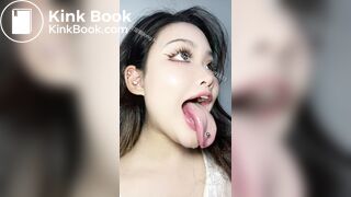 Girl's sexy long tongue 12