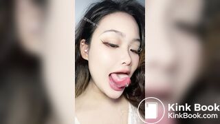 Girl's sexy long tongue 12