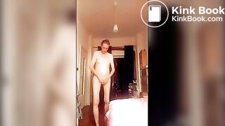 naked and crossdressing in bedroom