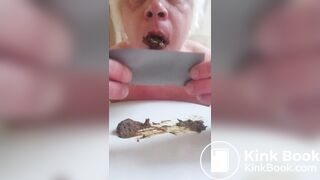Toilet slave Armands Lusis grab scat with mouth, taped off mouth and swallow all