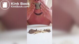 Toilet slave Armands Lusis grab scat with mouth, taped off mouth and swallow all