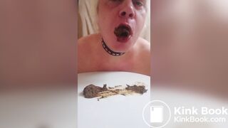 Toilet slave Armands Lusis grab scat with mouth, taped off mouth and swallow all