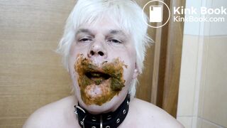 Collared dog named Armands Lusis play&enjoy Owner's poop. Pet is become scat addicted