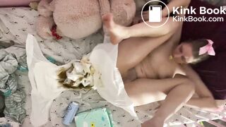 Mindlessly Diapered change her poopy nappy
