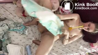 Mindlessly Diapered change her poopy nappy