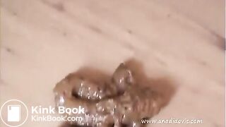 Red dress Ana shits on the floor
