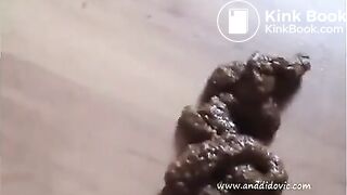 Red dress Ana shits on the floor
