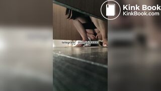 A beautiful girl masturbating in the restroom.