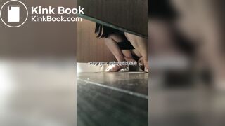 A beautiful girl masturbating in the restroom.