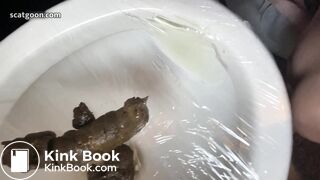 English blonde shits on toilet lid