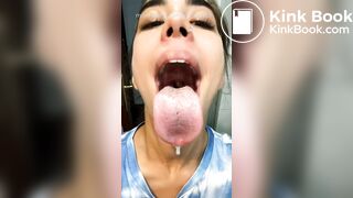 Girl's sexy long tongue 25