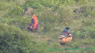 2 Desi aunties outdoor shitting in nature