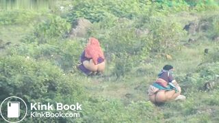 2 Desi aunties outdoor shitting in nature