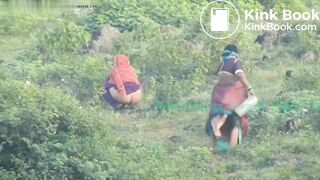 2 Desi aunties outdoor shitting in nature