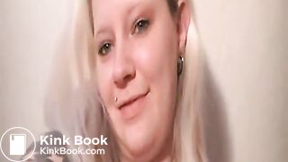 Blonde German shits in bucket and eats