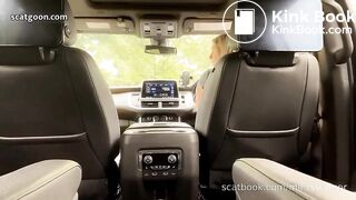 Milf drops a massive shit in her car