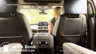 Milf drops a massive shit in her car