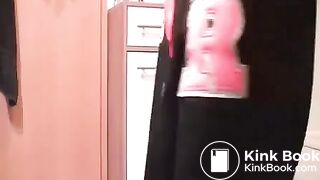 Oiled up ass taking a fat shit