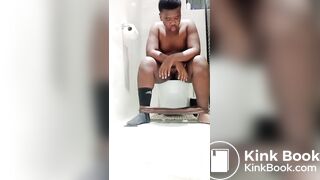 black chubby boy wrecks toilet