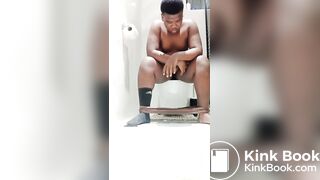 black chubby boy wrecks toilet